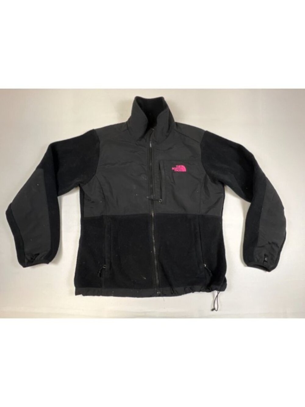 The North Face Womens Large Black Full Zip Fleece Jacket Pink Logo Outdoor